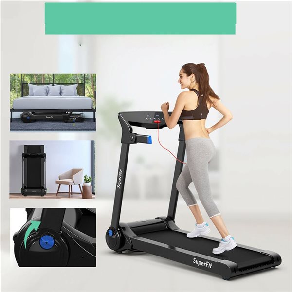 Costway SuperFit 3 HP Folding Electric Treadmill Running Machine w/ Speaker - Blue