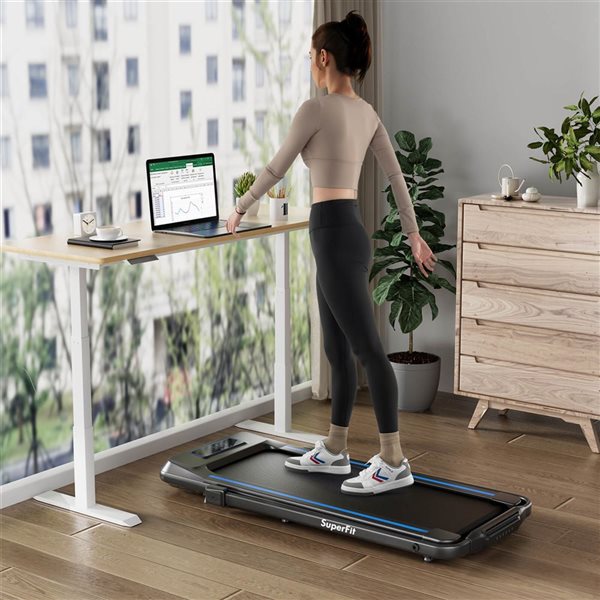 Costway SuperFit 2-in-1 Incline Folding Treadmill w/ Remote Control APP and LED Display - Blue/Black