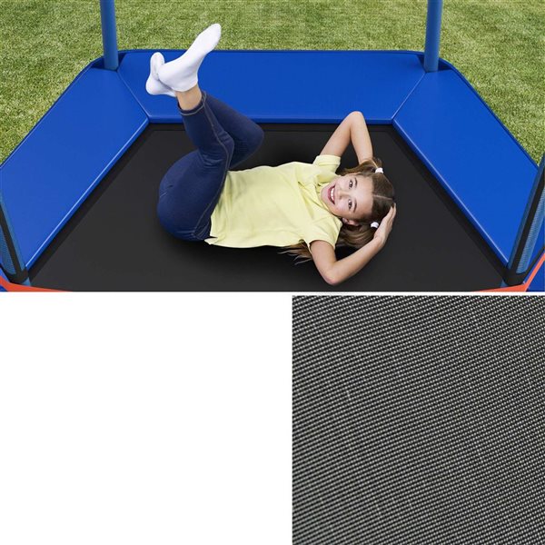 Costway 7-ft Outdoor Indoor Kids Trampoline with Enclosure Net - Blue