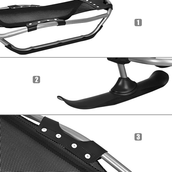 Costway Snow Racer Sled with Textured Grip Handles and Mesh Seat - Black