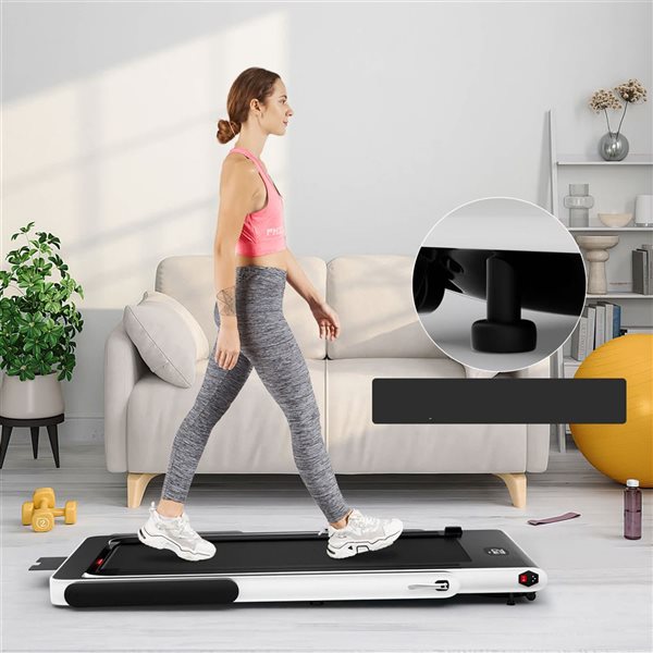 Costway SuperFit 2.25 HP 2-in-1 Folding Treadmill w/ APP Speaker Remote Control - White