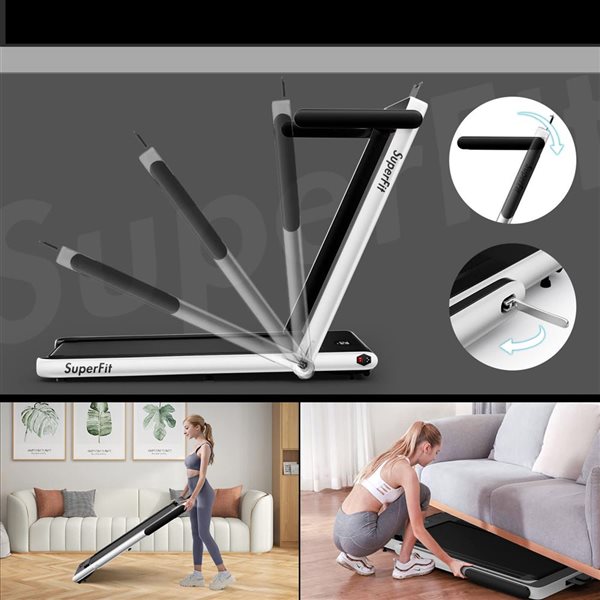 Costway SuperFit 2.25 HP 2-in-1 Folding Treadmill w/ APP Speaker Remote Control - White