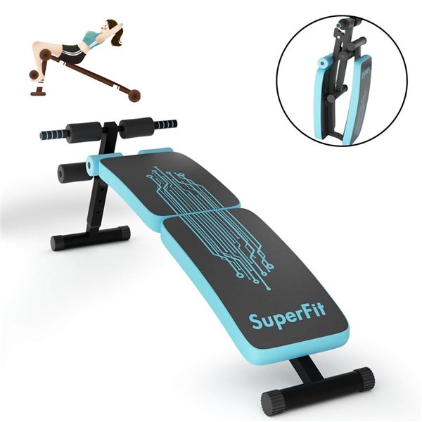 Costway SuperFit Folding Adjustable Weight and Workout Bench - Blue