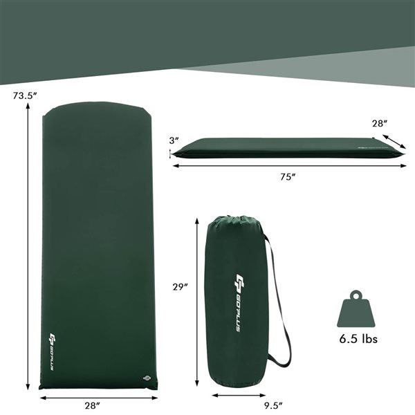 Costway Portable Lightweight Folding Foam Sleeping Cot for Camping - Green