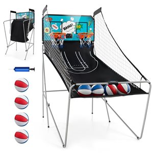 Costway Dual Shot Basketball Arcade Game w/ 8 Game Modes, Electronic Scoring and 4 Basketballs