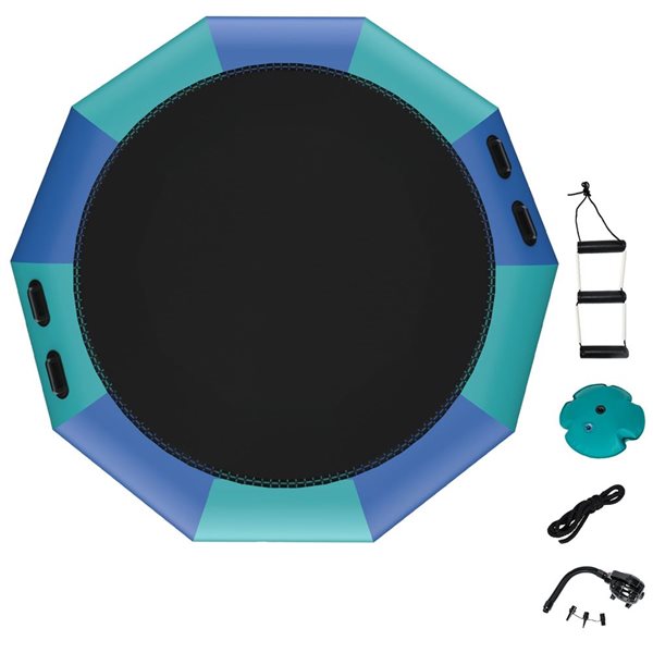 Costway 10-ft Inflatable Water Trampoline - Blue/Green