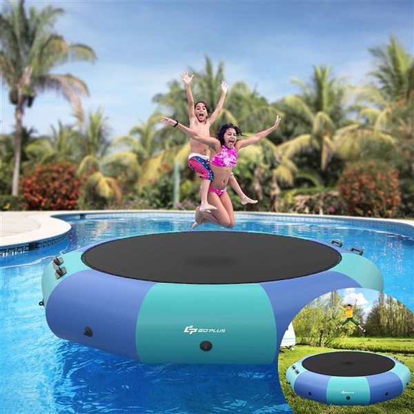 Costway 10-ft Inflatable Water Trampoline - Blue/Green