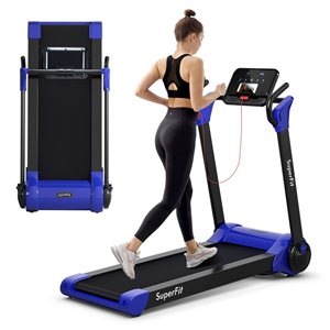 Costway SuperFit Folding 2.25 HP Electric Treadmill Running Machine w/ APP Control Bluetooth - Navy