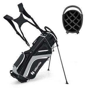 Costway Ultimate Lightweight Golf Stand Bag w/ 14 Way Top Dividers and 6 Pockets - Black/Grey