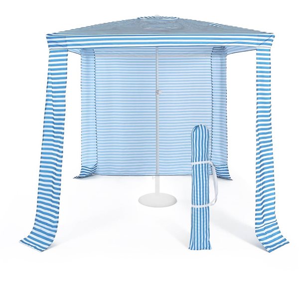 Costway 6.6 x 6.6-ft Foldable and Easy-Setup Beach Cabana w/Sidewall and Carry Bag - Blue