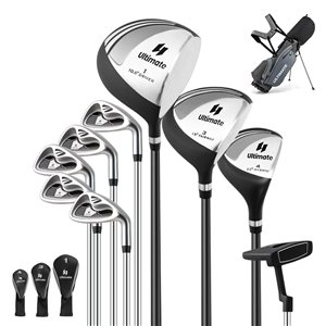 Costway Ultimate 10-Piece Men's Complete Golf Clubs Package Set w/ Alloy Driver - Grey