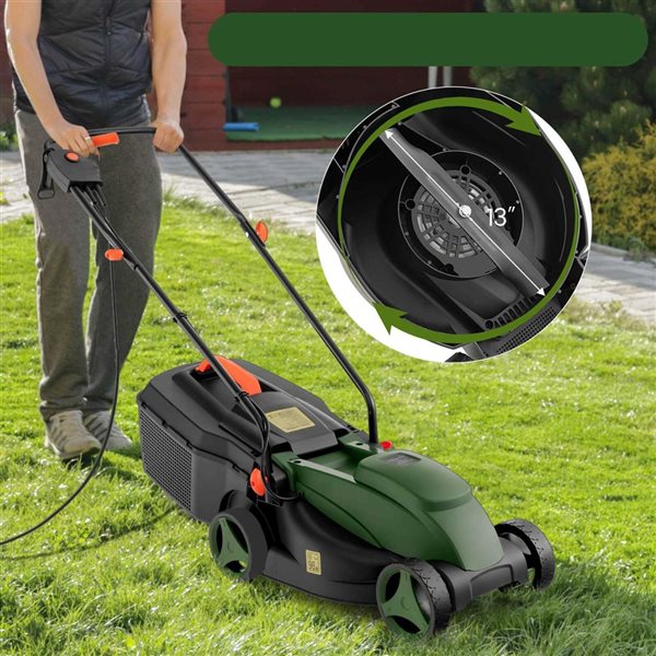 Costway 13-in 10 A Electric Corded Walk-Behind Lawnmower with Collection Box