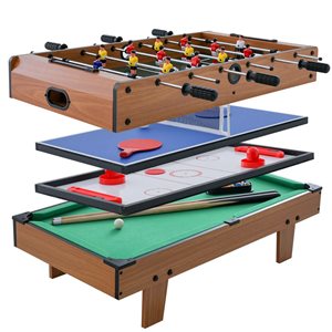 Costway 49-in L 4-in-1 Multi-Game Table Set w/ Air Hockey Tennis Football and Pool Table