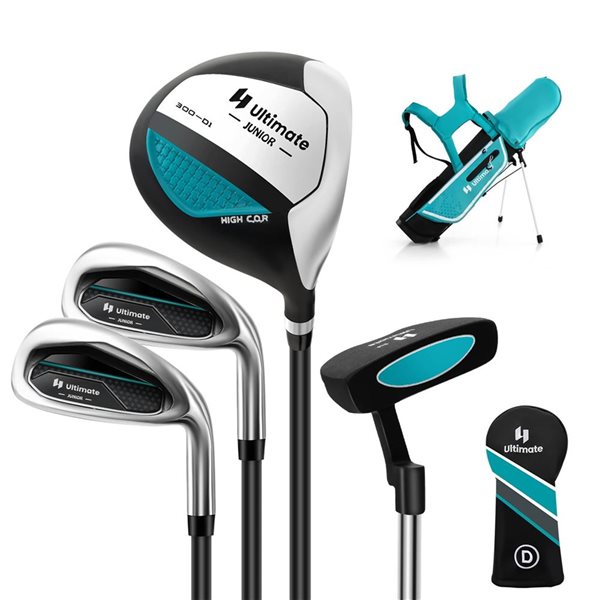 Costway Ultimate Junior Complete Golf Club Set for Kids Ages 8-10 Years Old - Blue