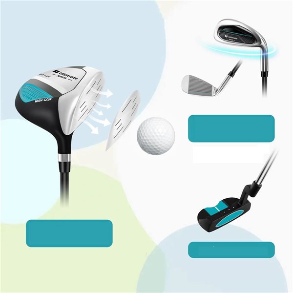 Costway Ultimate Junior Complete Golf Club Set for Kids Ages 8-10 Years Old - Blue