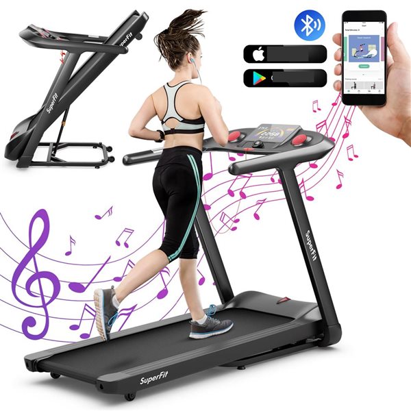 Costway SuperFit 4.75 HP Folding Treadmill w/ Preset Programs Touch Screen Voice/APP/Remote Control