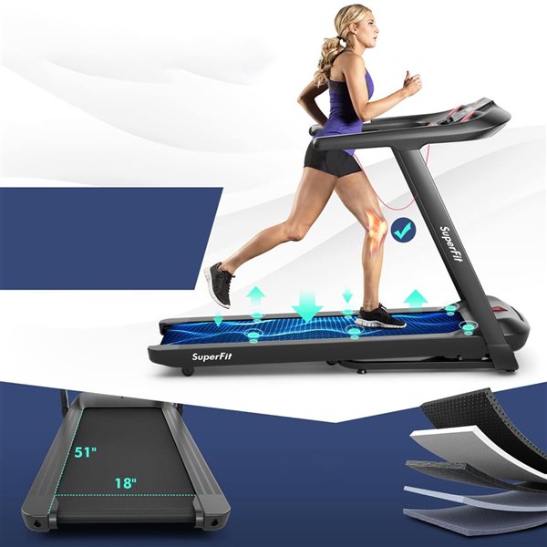 Costway SuperFit 4.75 HP Folding Treadmill w/ Preset Programs Touch Screen Voice/APP/Remote Control