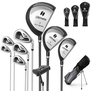 Costway Ultimate 9-Piece Men's Complete Golf Club Set - Right-Handed - Grey