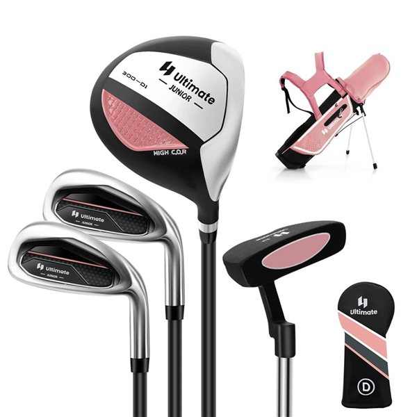 Costway Ultimate Junior Complete Golf Club Set for Kids Ages 8-10 Years Old - Pink