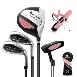 Costway Ultimate Junior Complete Golf Club Set for Kids Ages 8-10 Years Old - Pink