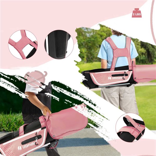 Costway Ultimate Junior Complete Golf Club Set for Kids Ages 8-10 Years Old - Pink