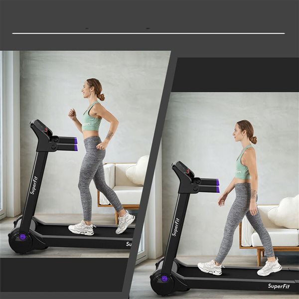 Costway SuperFit 3 HP Folding Electric Treadmill Running Machine w/ Speaker - Purple