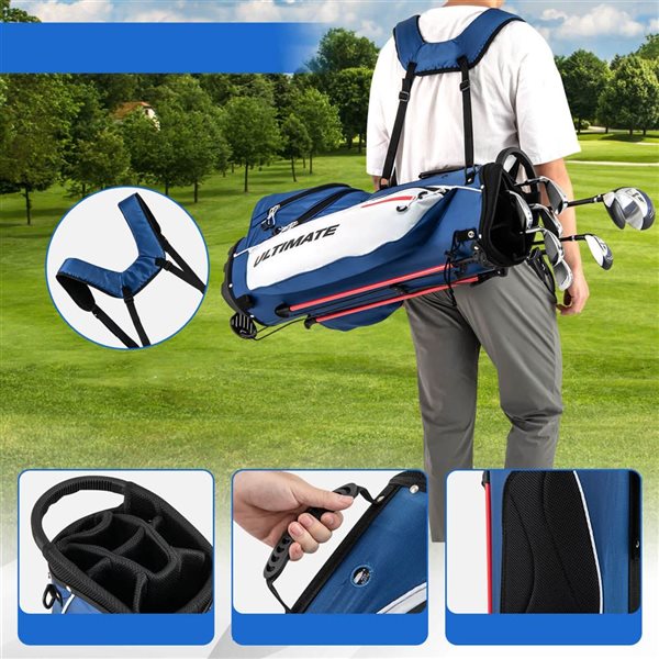 Costway Ultimate 10-Piece Men's Complete Golf Clubs Package Set w/ Alloy Driver - White/Blue