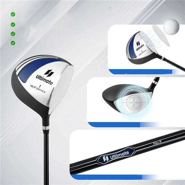 Costway Ultimate 10-Piece Men's Complete Golf Clubs Package Set w/ Alloy Driver - White/Blue