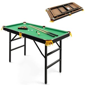 Costway 47-in Folding Billiard Table for Kids w/ Cues Brush Chalk - Green