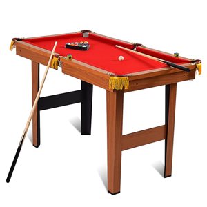 Costway 48-in Mini Portable Pool Table Set w/ Cues Triangle and Balls - Red