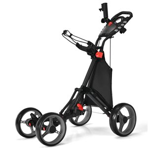 Costway Ultimate 4-Wheel Folding Golf Push Cart w/ Bag/Scoreboard and Adjustable Handle - Grey