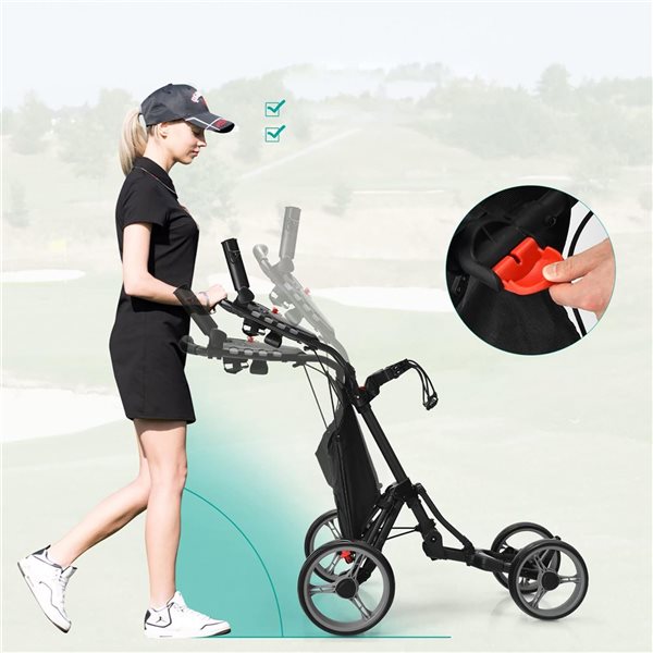 Costway Ultimate 4-Wheel Folding Golf Push Cart w/ Bag/Scoreboard and Adjustable Handle - Grey