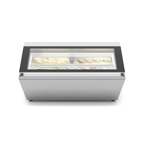 KoolMore 31-in Stainless Steel Countertop Ice Cream Display Case w/ 4 Pans and Glass Sneeze Guard