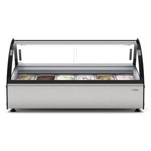 KoolMore 46-in Stainless Steel Countertop Gelato Display Case w/ 6 Pans and Built-in Glass Sneeze Guard