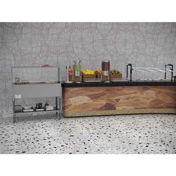 KoolMore 3-Pan Open Well Electric Steam Table w/ Undershelf and Sneeze Guard KM-OWS-3SG