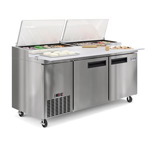 KoolMore 71-in 2-Door Commercial Stainless Steel Pizza Prep Refrigerator