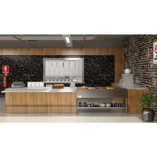 KoolMore 5-Pan Open Well Electric Steam Table w/ Undershelf 240 V