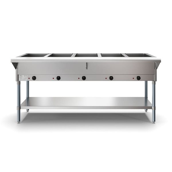 KoolMore 5-Pan Open Well Electric Steam Table w/ Undershelf 240 V