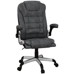 Chaise de bureau Vinsetto grise avec tissu en microfibre et accoudoirs rabattables