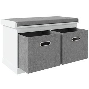 HOMCOM Shoe Bench with Cushion Seat and 2 Fabric Drawers