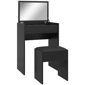 HOMCOM Makeup Desk with Flip Top, Stool and Mirror