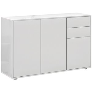 Buffet de cuisine blanc HomCom avec tiroirs à ouverture par pression et armoires de rangement