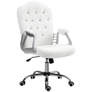 Vinsetto White Tufted Office Chair with Adjustable Height and Tilt Function
