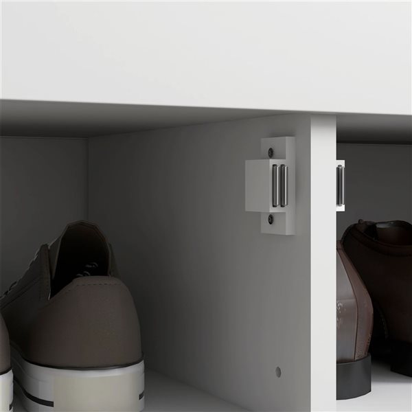 HOMCOM White Shoe Bench with Cushion, Hidden Storage and Adjustable Shelves