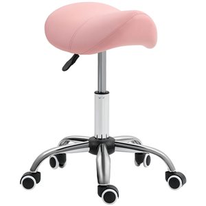 HOMCOM Pink Beauty Chair with Swivel Wheels