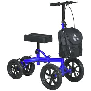 Déambulateur pliable réglable HomCom bleu avec roue en caoutchouc