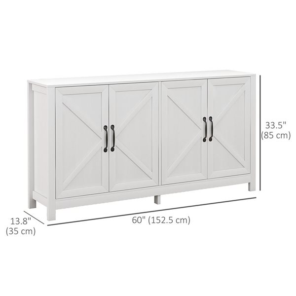 HOMCOM White Buffet Sideboard with Barn Door and Shelf