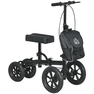 Déambulateur pliable réglable HomCom noir avec roue en caoutchouc