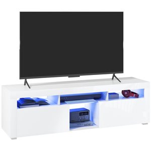 Meuble de téléviseur moderne blanc brillant HomCom pour téléviseurs jusqu'à 55 pouces