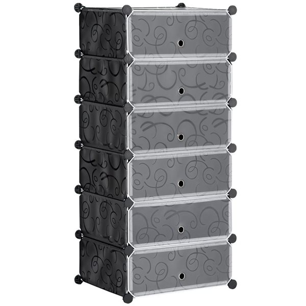 HOMCOM Black 6-Cube Modular Storage Organizer with Doors